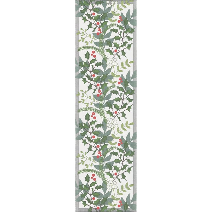 Julia bordløber 35x120 cm - Hvid/Grøn - Ekelund Linneväveri