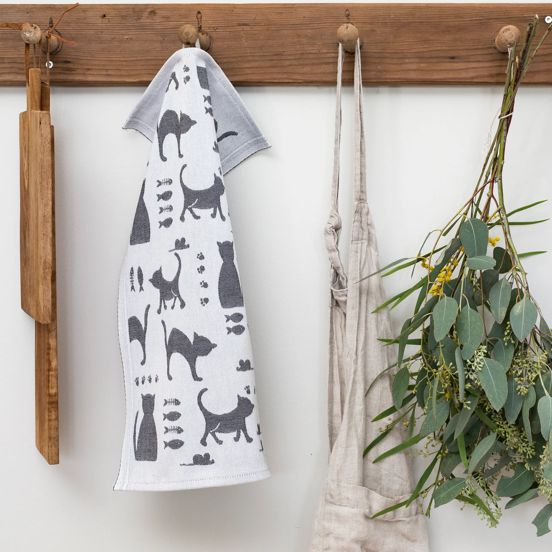Katteliv viskestykke 48x70 cm, Grå Ekelund Linneväveri