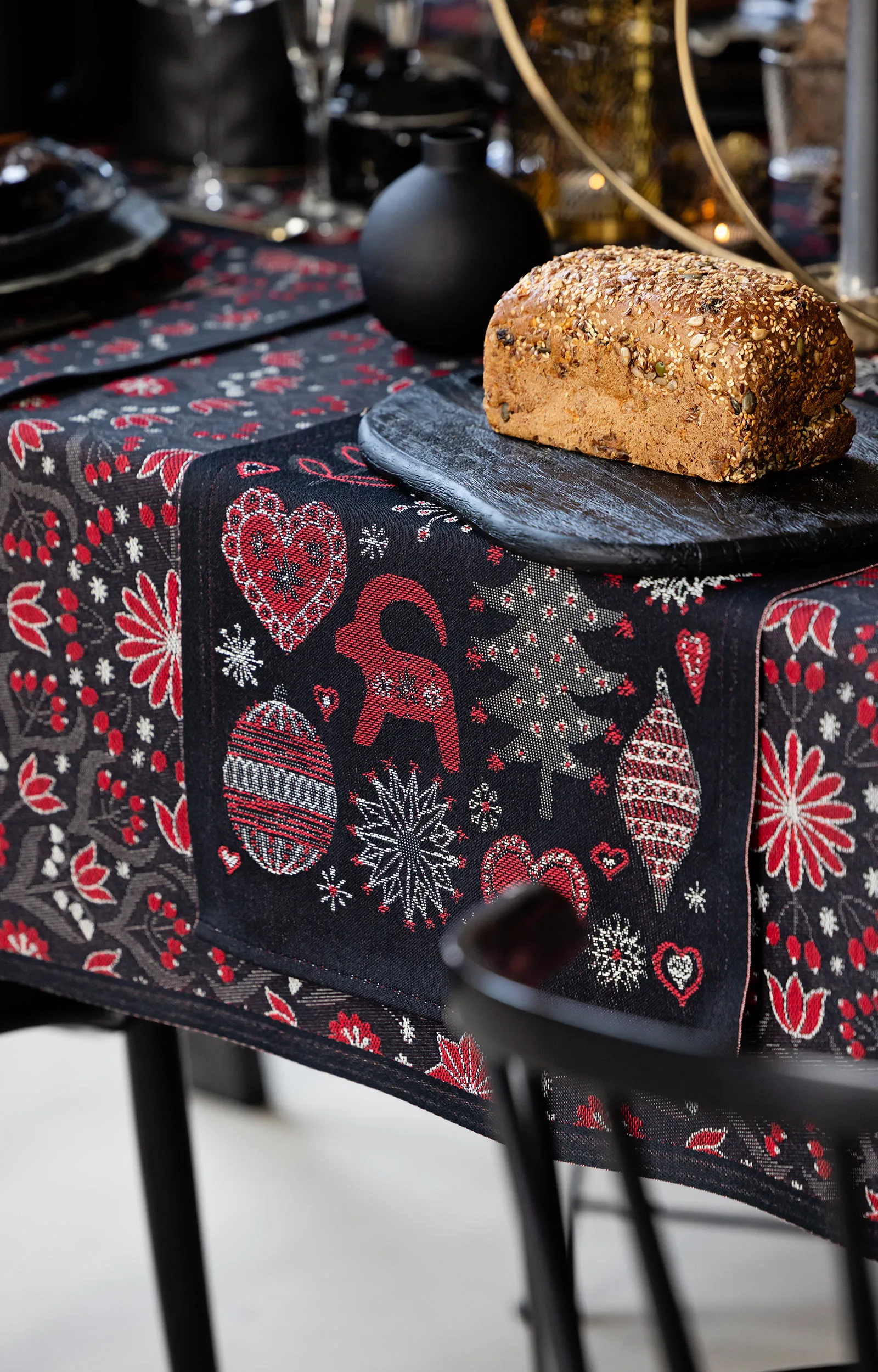 Koltrast stofserviet 35x35 cm, Flerfarvet Ekelund Linneväveri