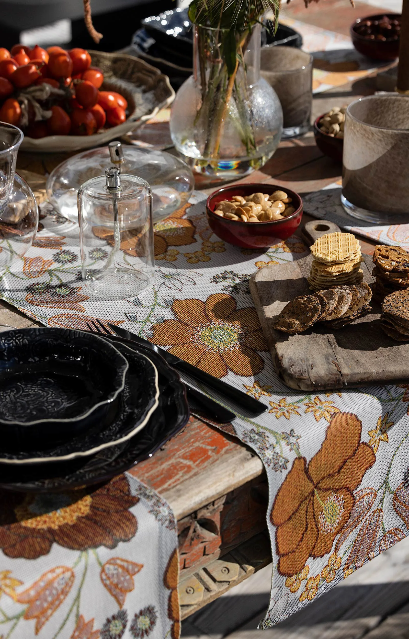 Kvällsblom viskestykke 35x50 cm, Flerfarvet Ekelund Linneväveri