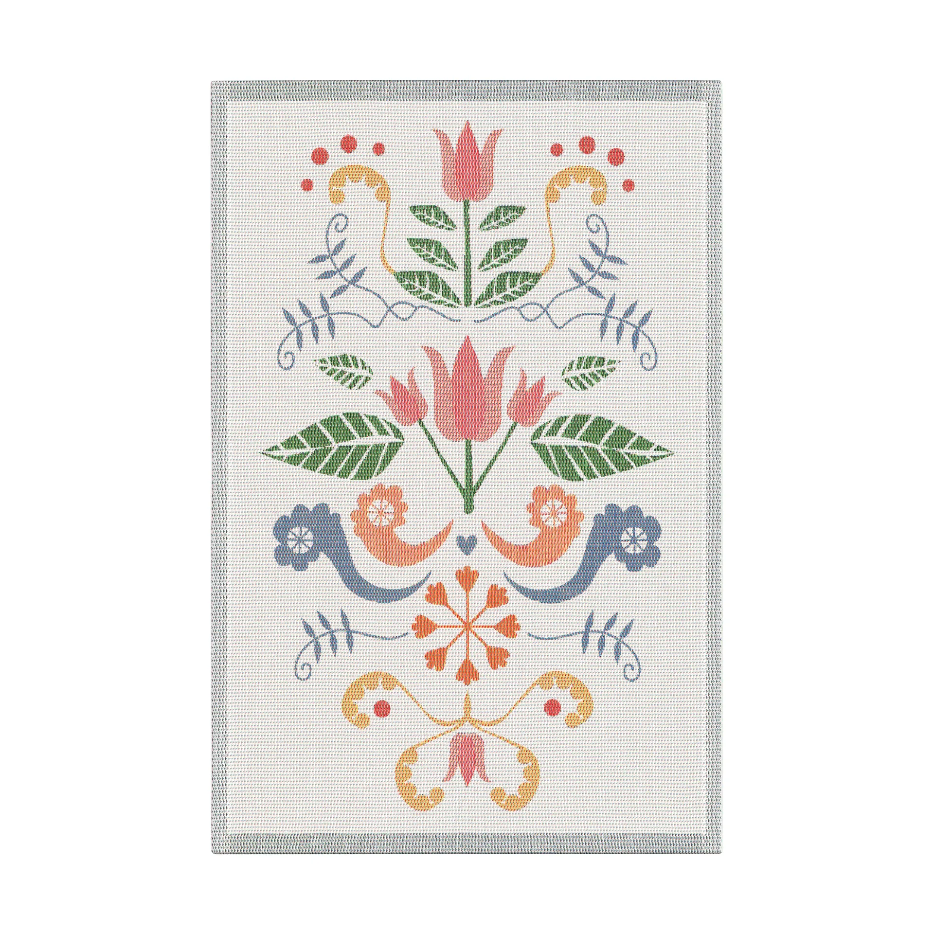 Lindas tulpan viskestykke 40x60 cm, Rosa-grå Ekelund Linneväveri