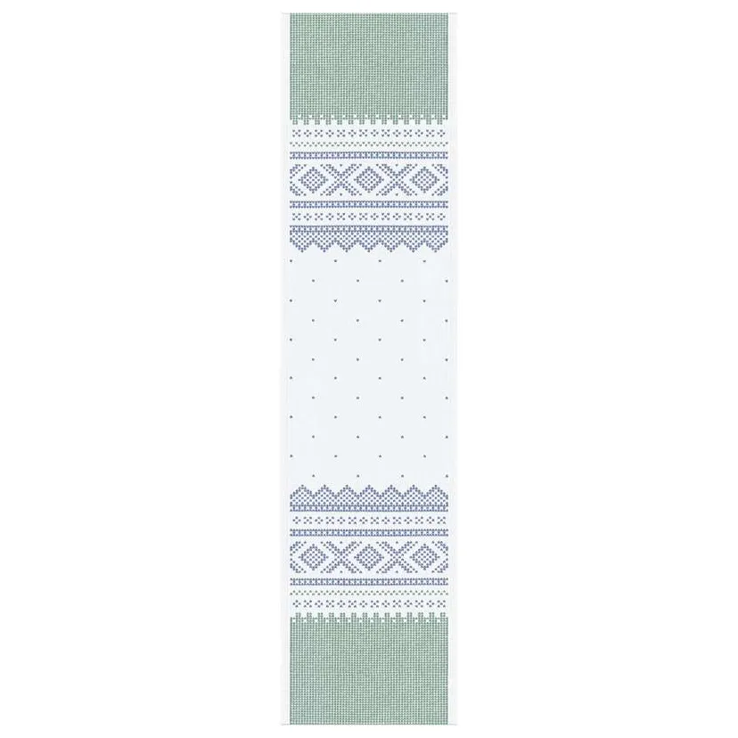 Marius bordløber 35x140 cm, Grøn/Blå Ekelund Linneväveri