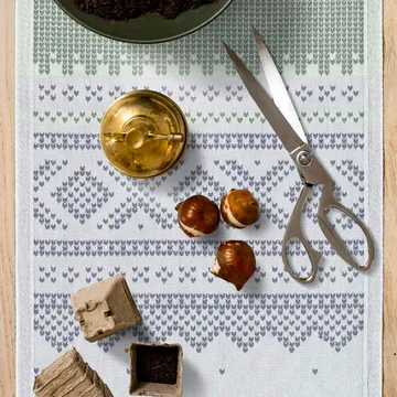 Marius bordløber 35x140 cm - Grøn/Blå - Ekelund Linneväveri