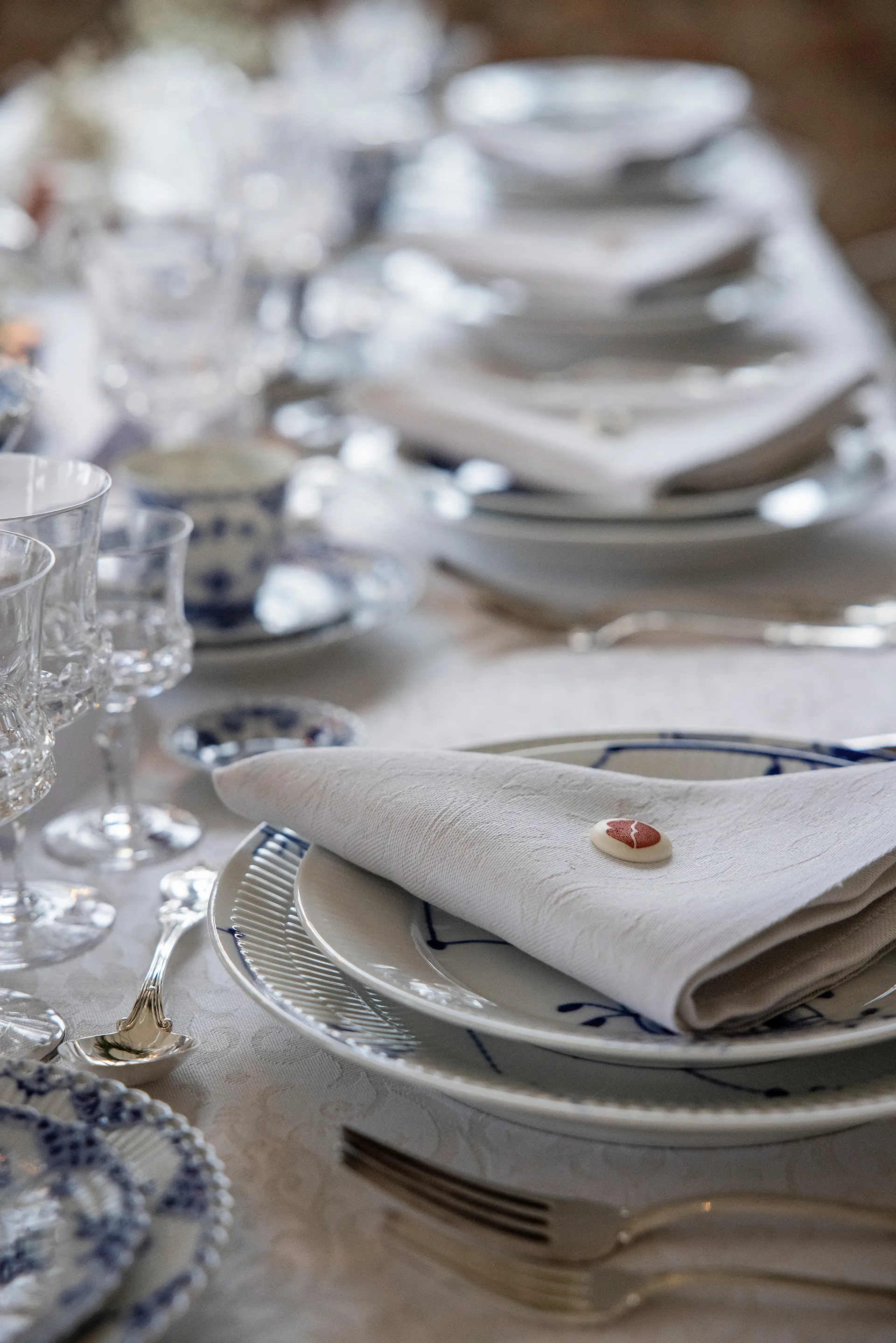 Medaljong serviet 35x35 cm, Hvid Ekelund Linneväveri