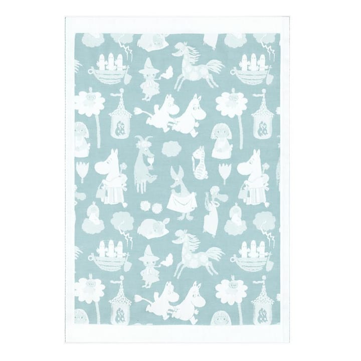 Moomin Valley børneplaid, blå Ekelund Linneväveri