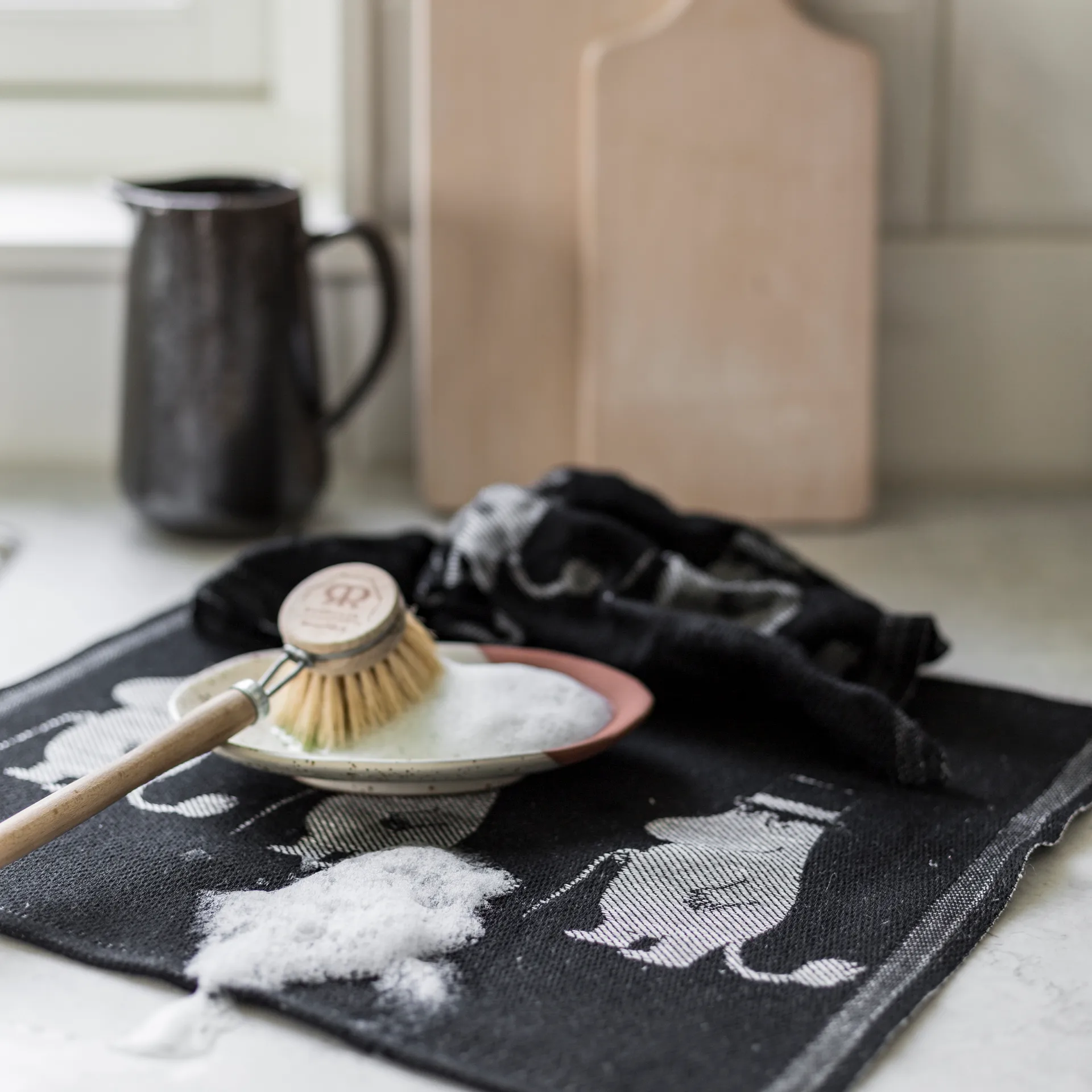 Moominpappa karklud 28x35 cm, Sort Ekelund Linneväveri