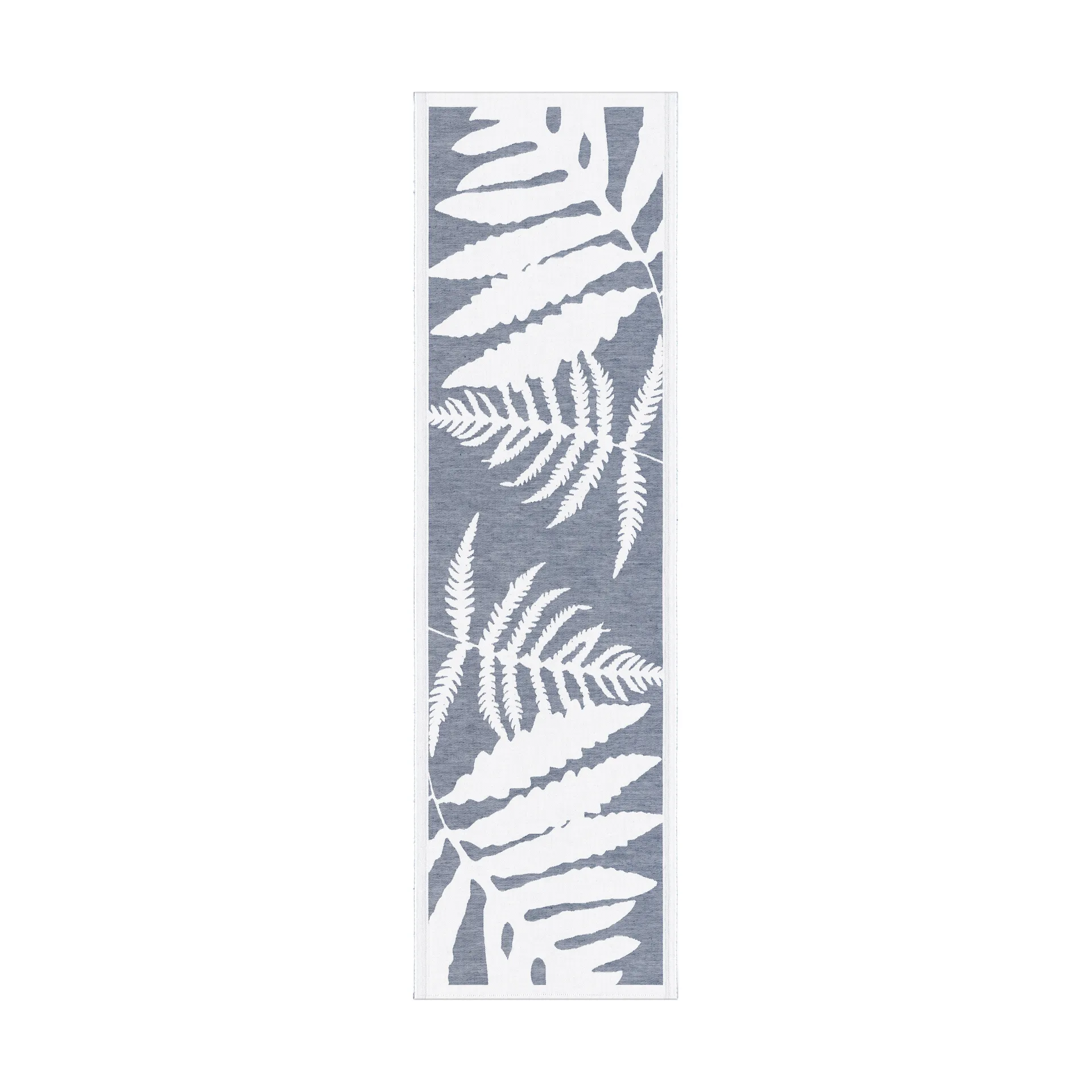 Ormbunkar bordløber 50x150 cm, Blå-hvid Ekelund Linneväveri