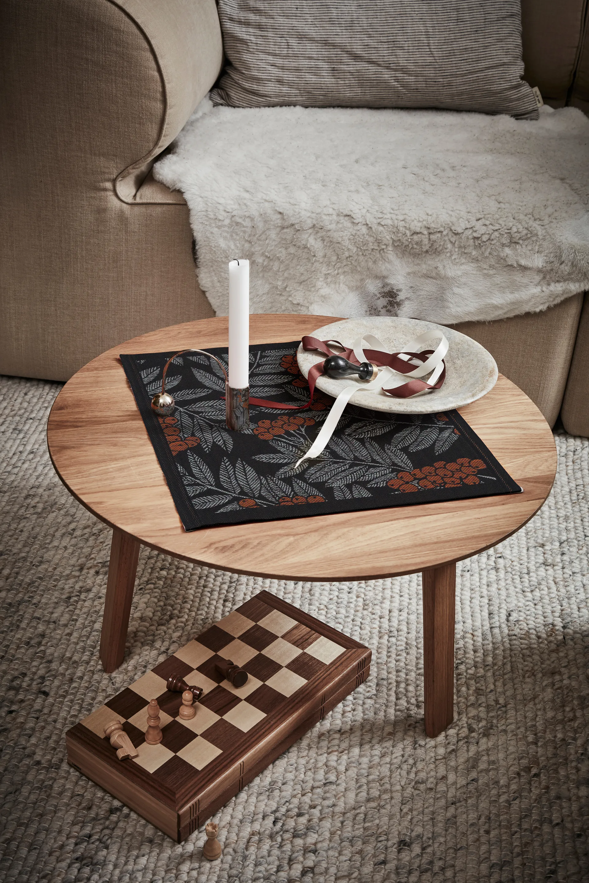 Rønnebærsblad serviet, 35x35 cm Ekelund Linneväveri