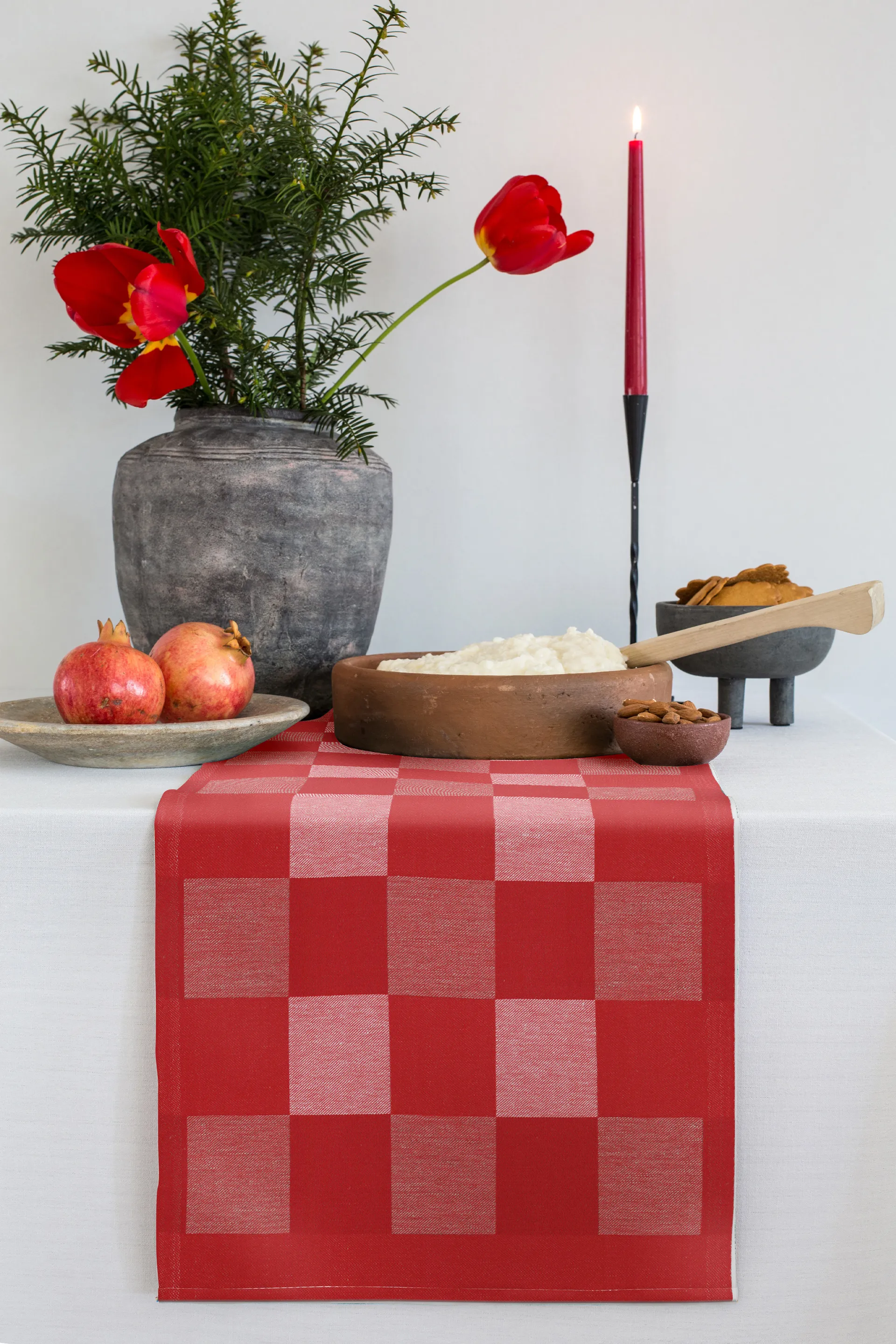 Schack løber rød, 35x110 cm Ekelund Linneväveri