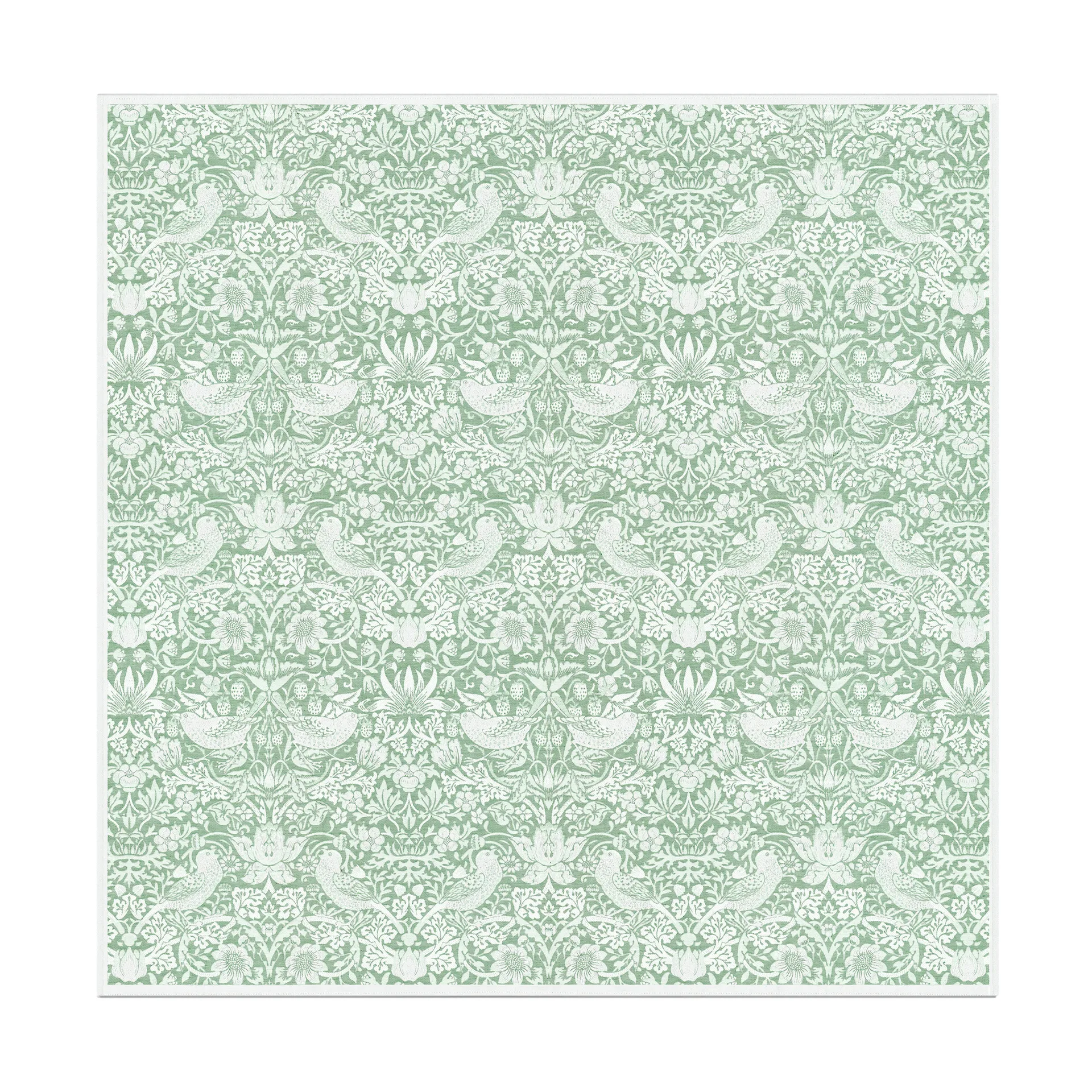 Strawberry Thief dug 150x150 cm, Grøn Ekelund Linneväveri