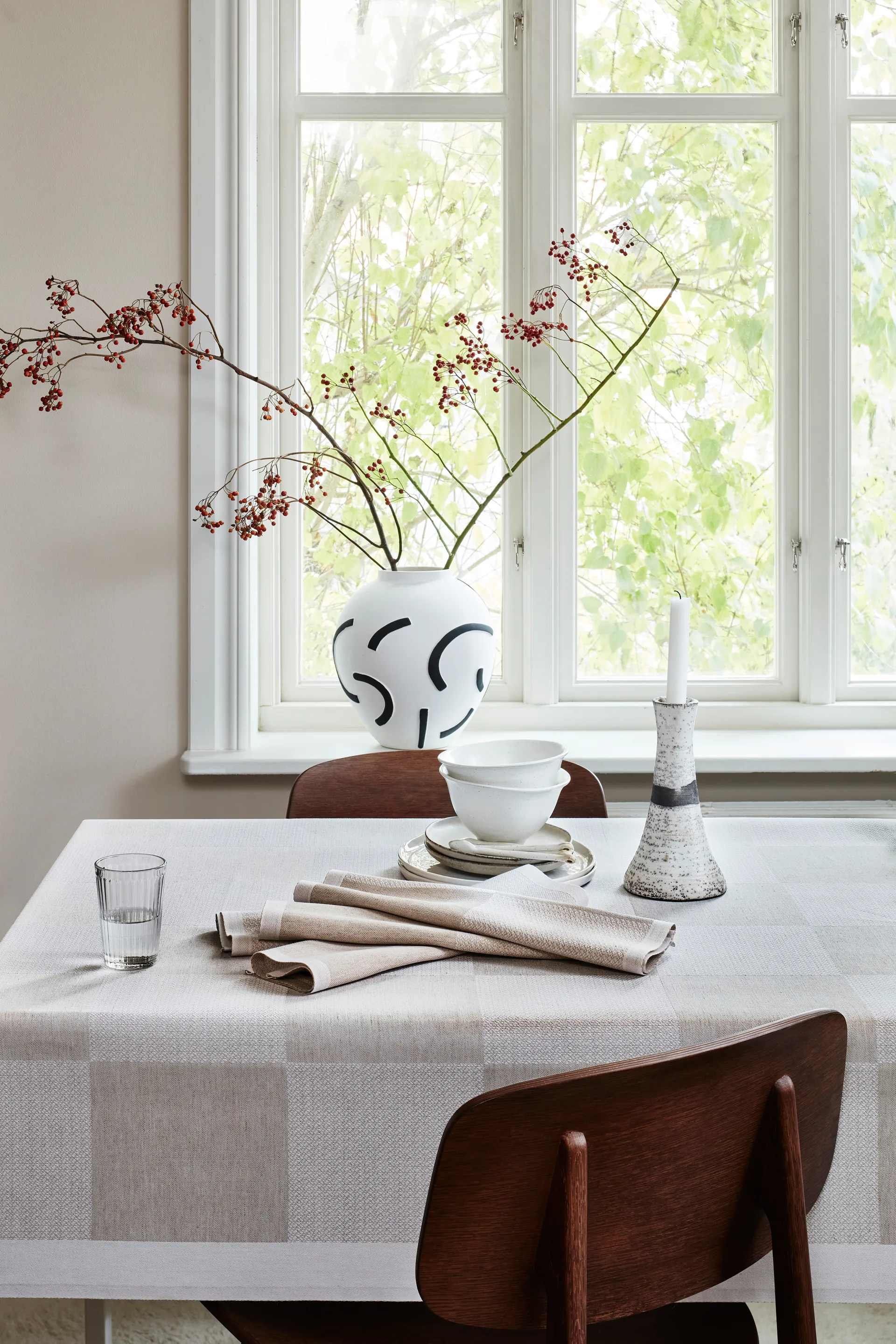 Ternet borddug ubleget, 150x250 cm Ekelund Linneväveri