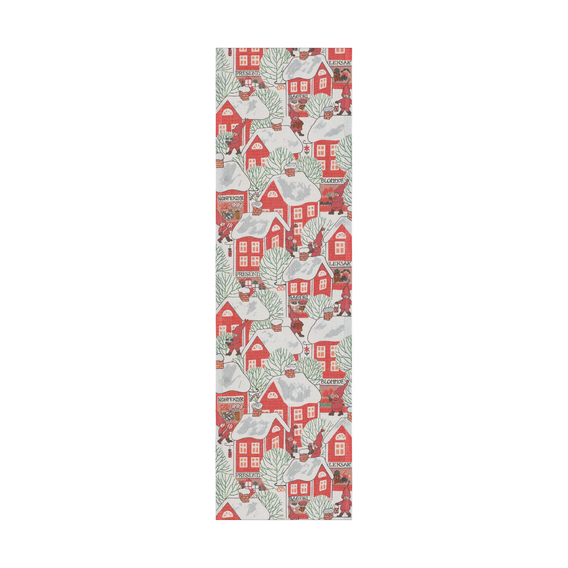 Tomtebyn bordløber 35x120 cm, Rød Ekelund Linneväveri