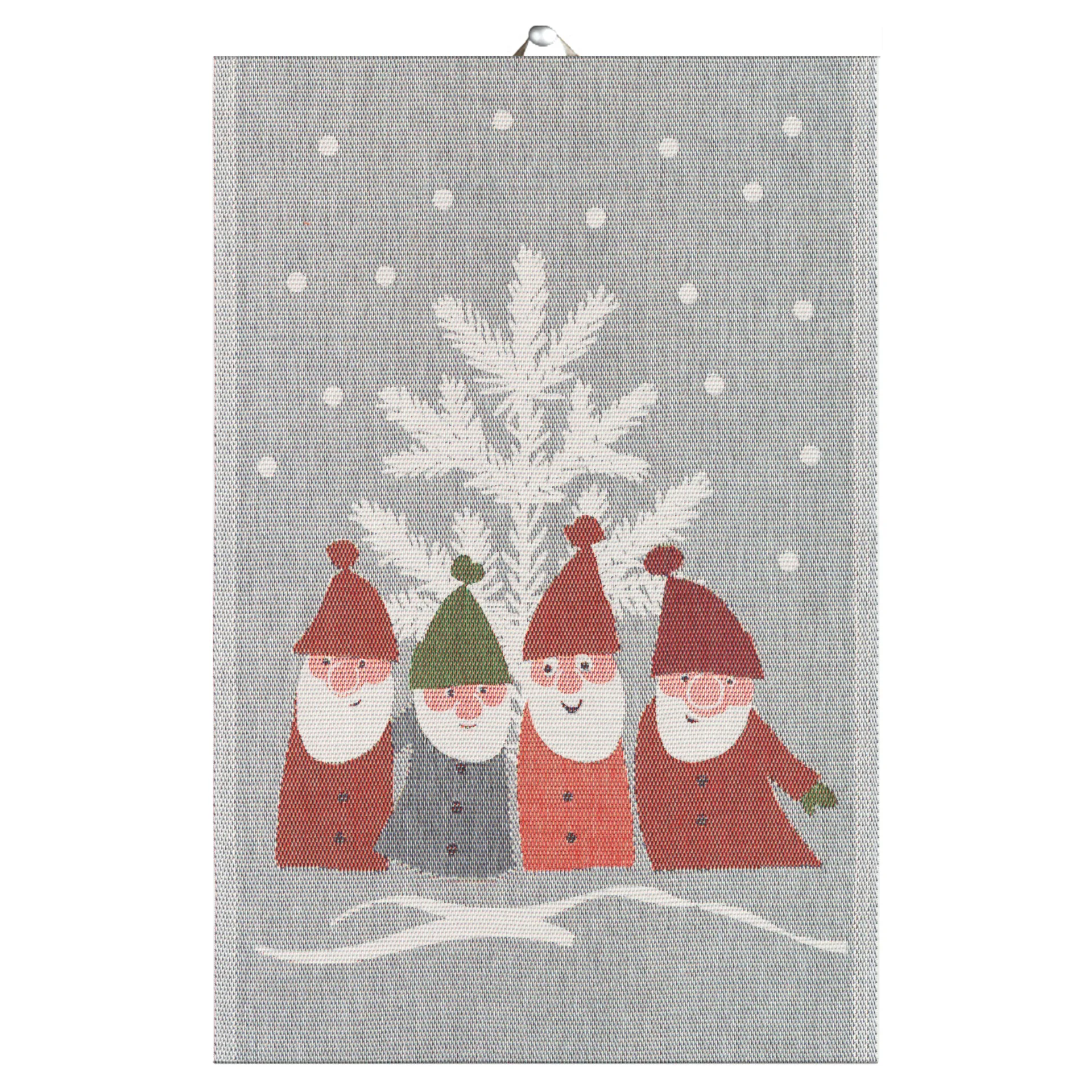 Tomtemöte viskestykke 40x60 cm, Grå/Hvid Ekelund Linneväveri