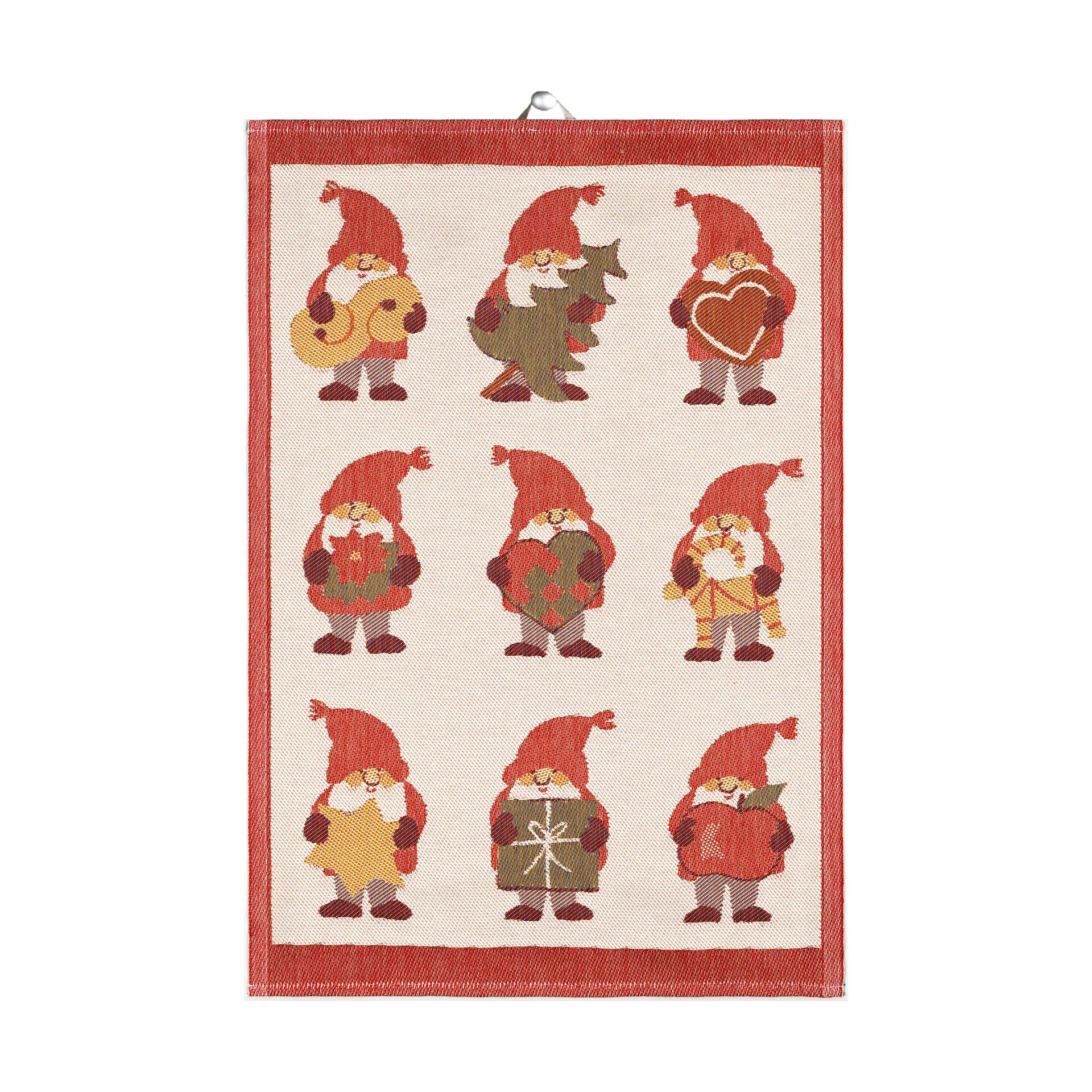 Tomtemys viskestykke 35x50 cm, Rød Ekelund Linneväveri
