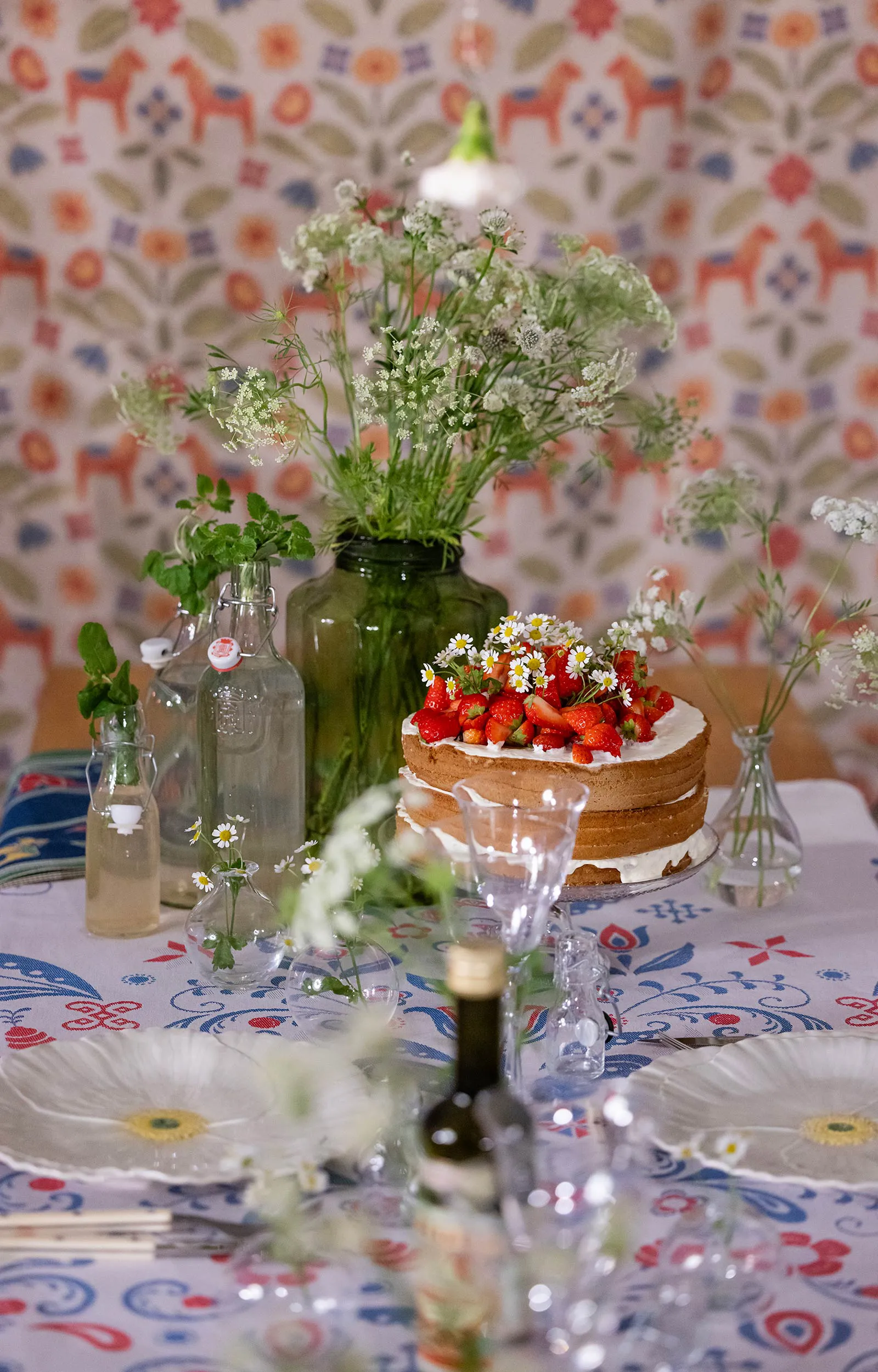 Torplyckan viskestykke 35x50 cm, Flerfarvet Ekelund Linneväveri