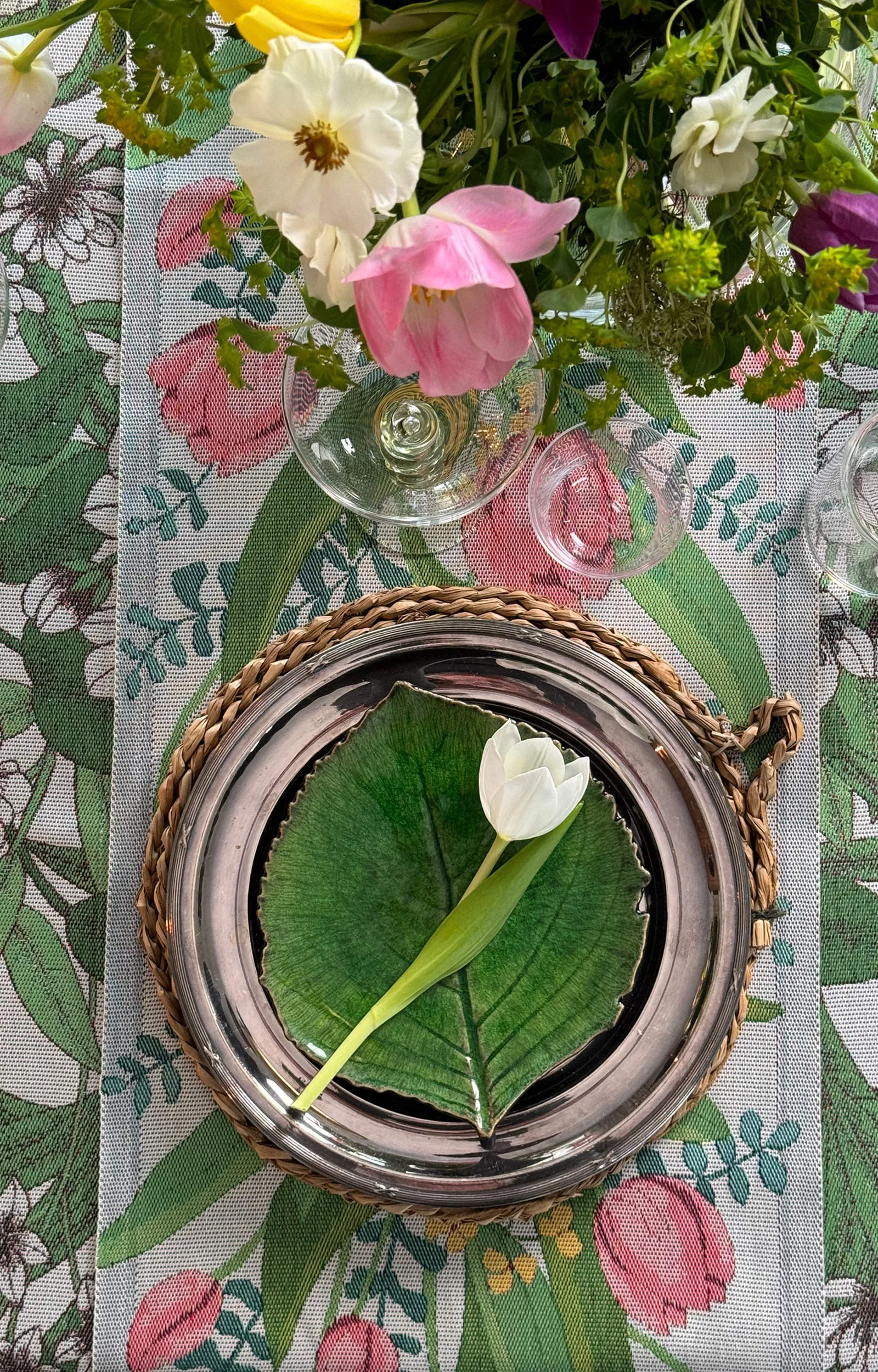 Tulpanlund viskestykke 35x50 cm, Flerfarvet Ekelund Linneväveri