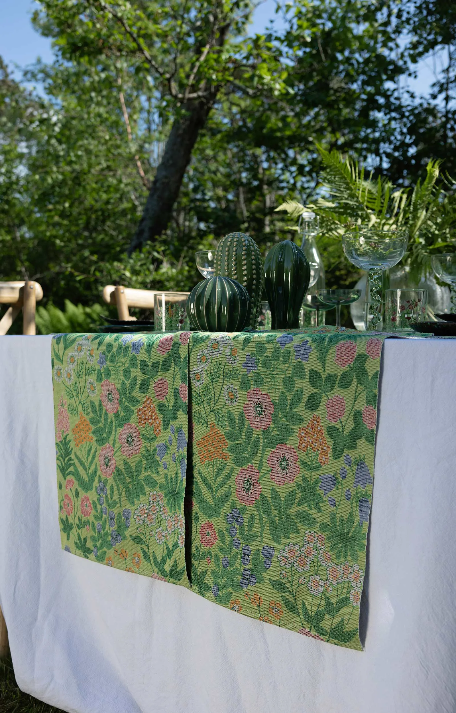 Vildblommor bomuldsplaid 140x170 cm, Flerfarvet Ekelund Linneväveri