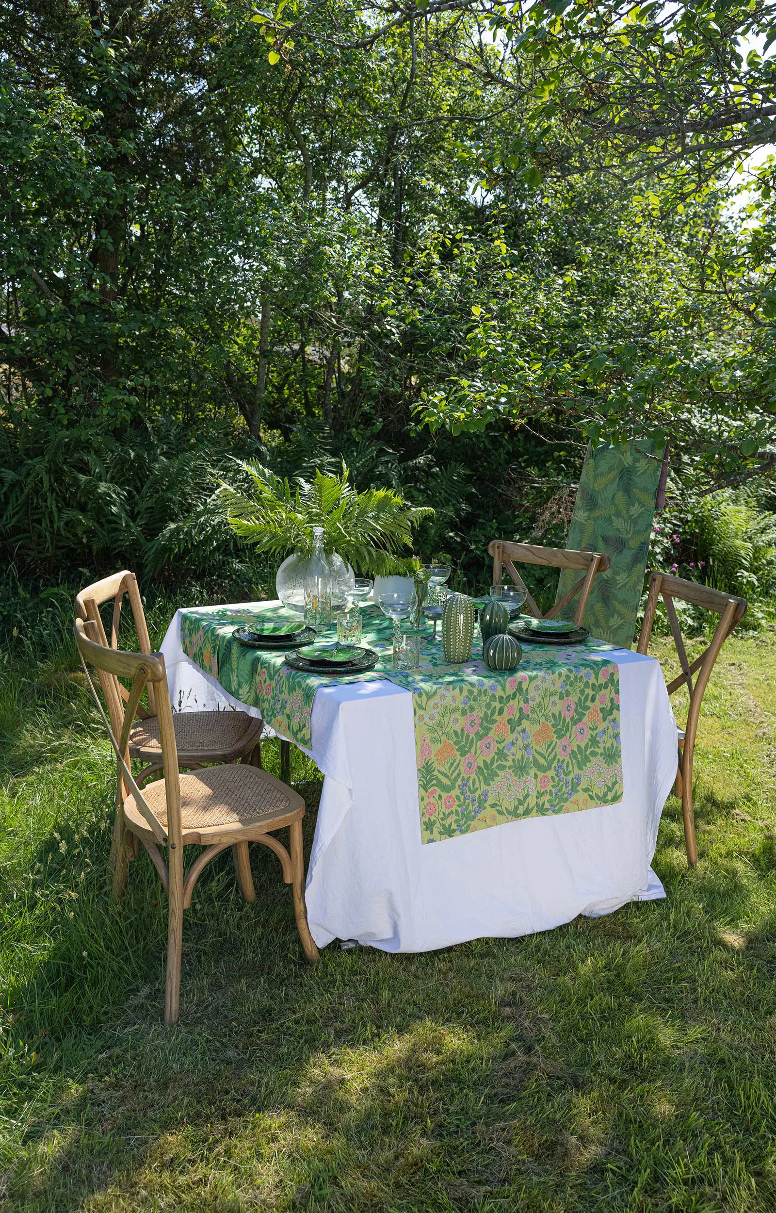 Vildblommor bomuldsplaid 140x170 cm, Flerfarvet Ekelund Linneväveri