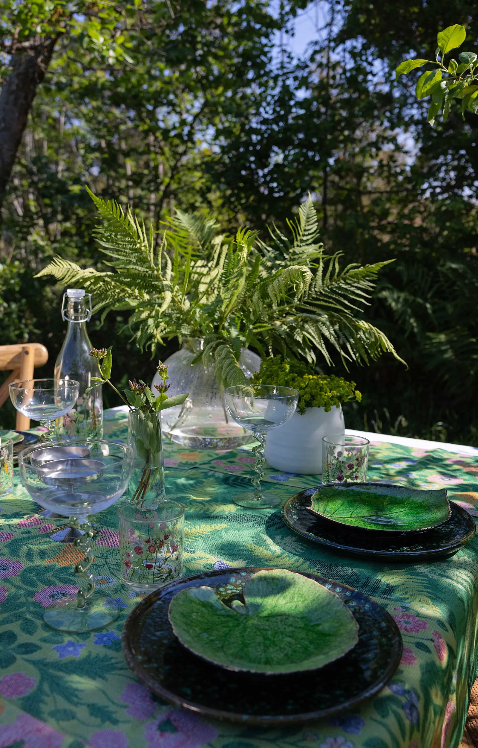 Vildblommor viskestykke 35x50 cm, Grøn Ekelund Linneväveri