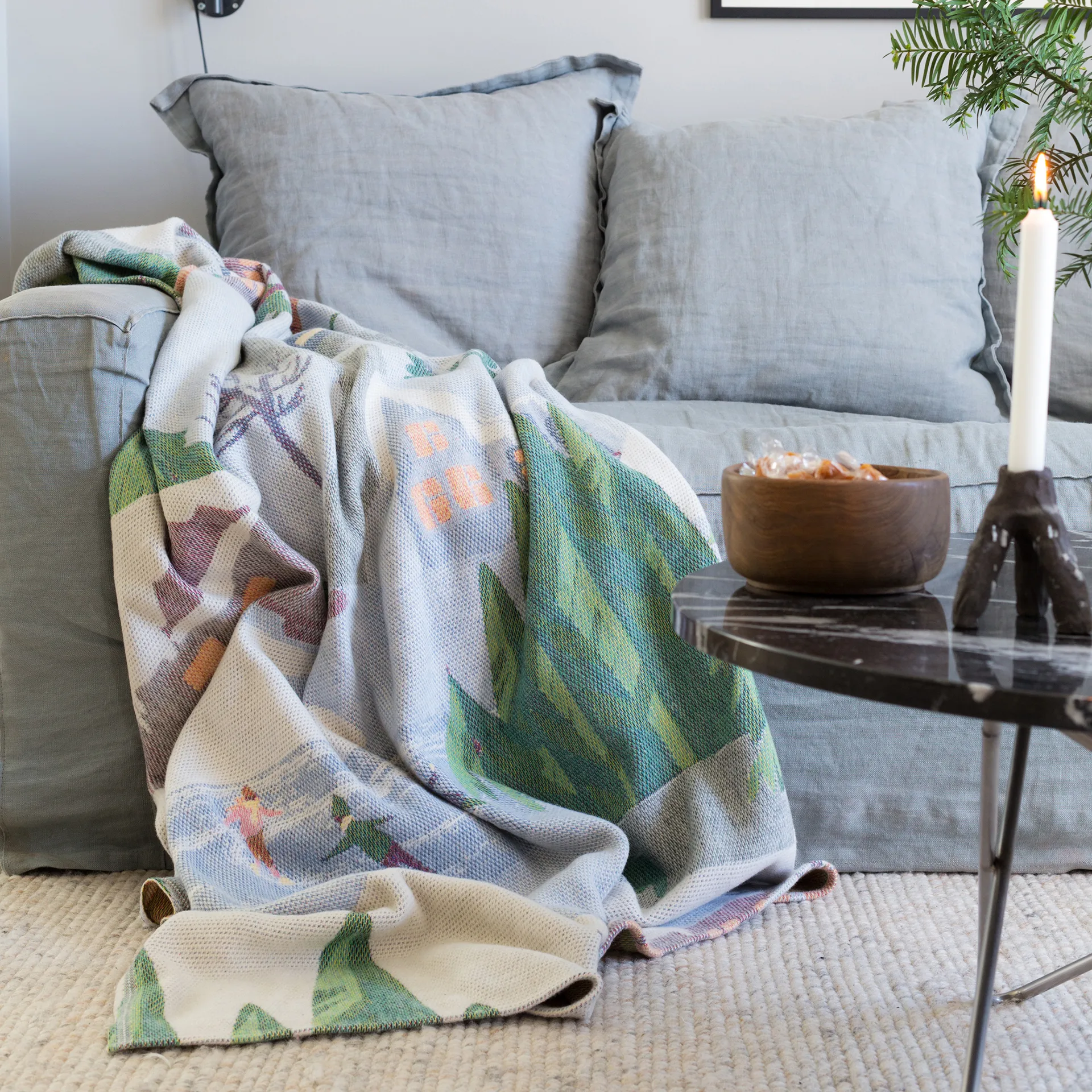 Vinterliv tæppe 140x170 cm, Multi Ekelund Linneväveri