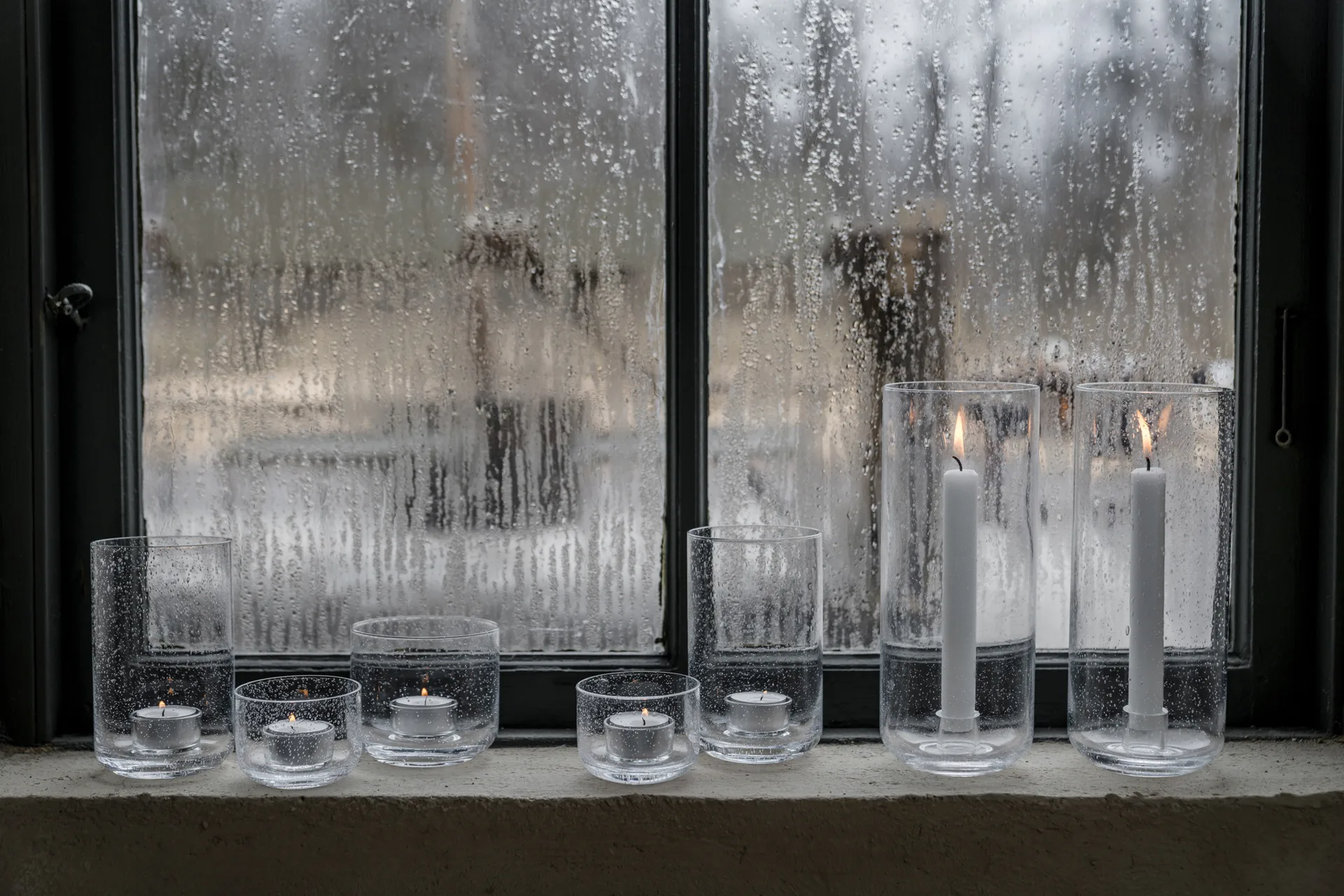 Ernst fyrfadsstage i glas, Ø8x6 cm ERNST