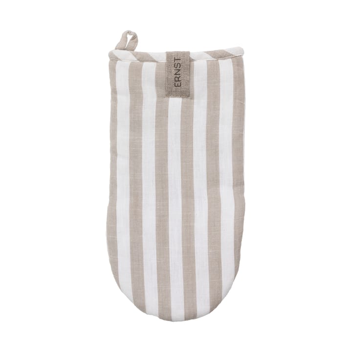Ernst grydehandske bred stribe - Beige-hvid stribe - ERNST