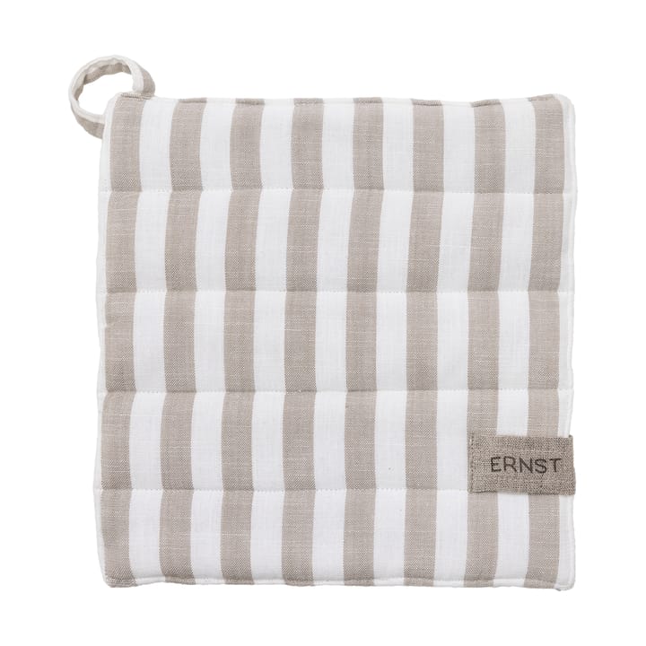 Ernst grydelap bred stribe 23x25 cm - Beige-hvid stribe - ERNST