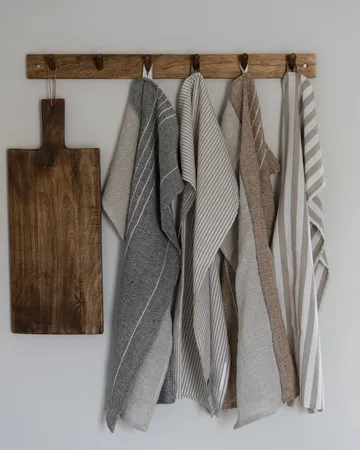 Ernst køkkenhåndklæde smalstribet 47x70 cm - Beige-hvid stribe - ERNST