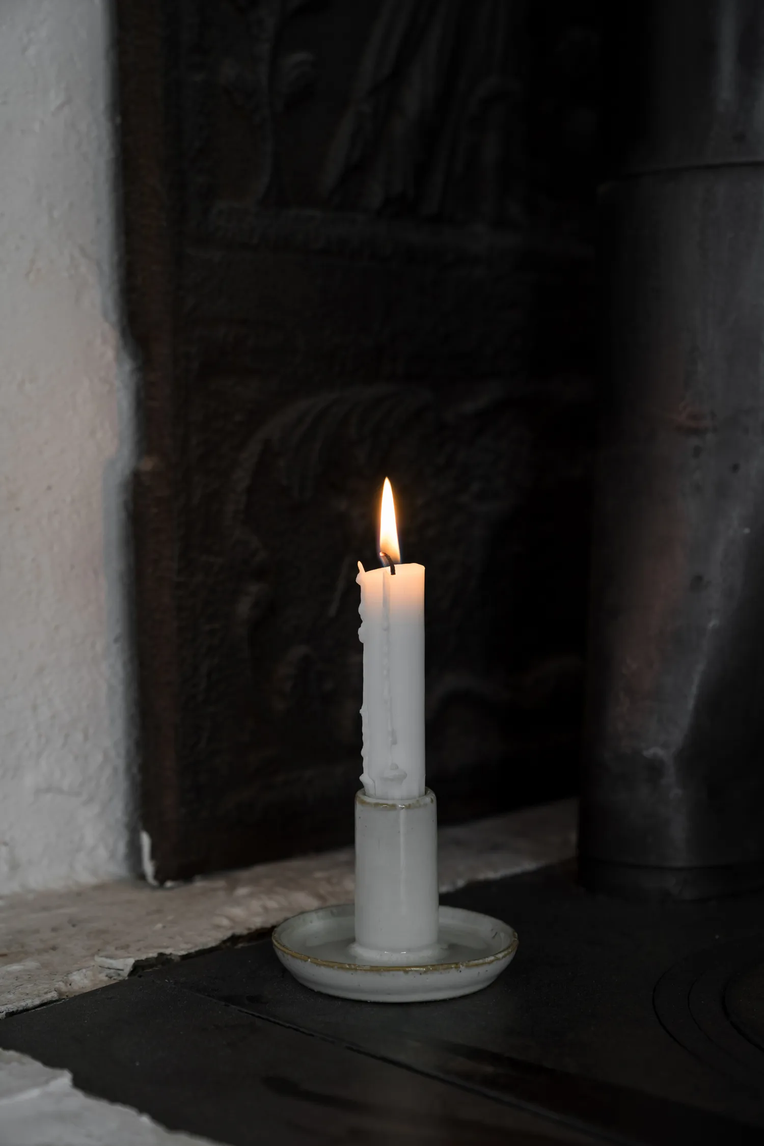 Ernst lysestage naturhvid, Ø9x6 cm ERNST