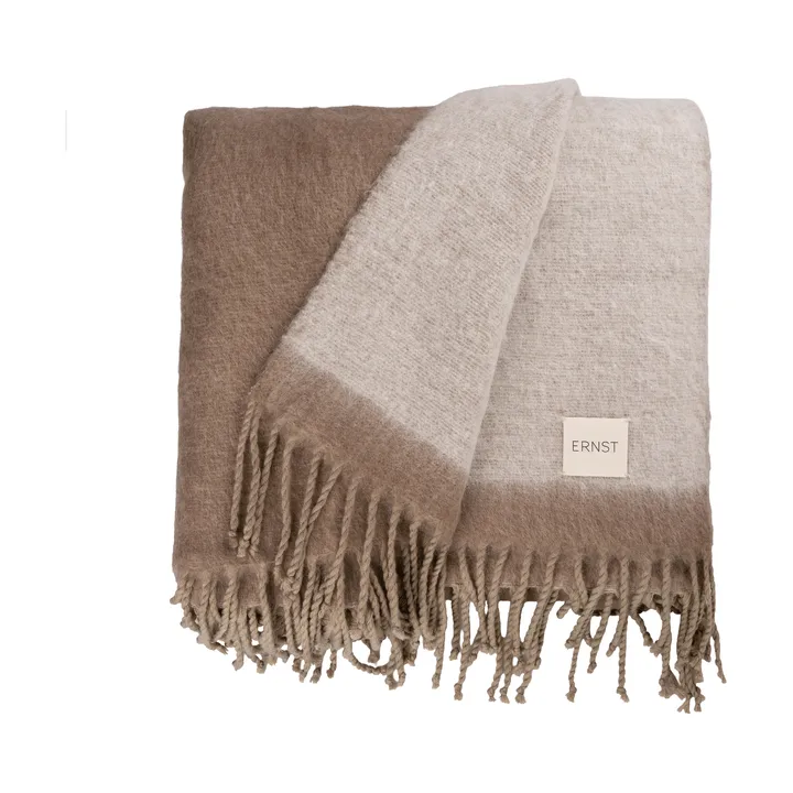 Ernst plaid med frynser 130x170 cm - Beige-hvid - ERNST