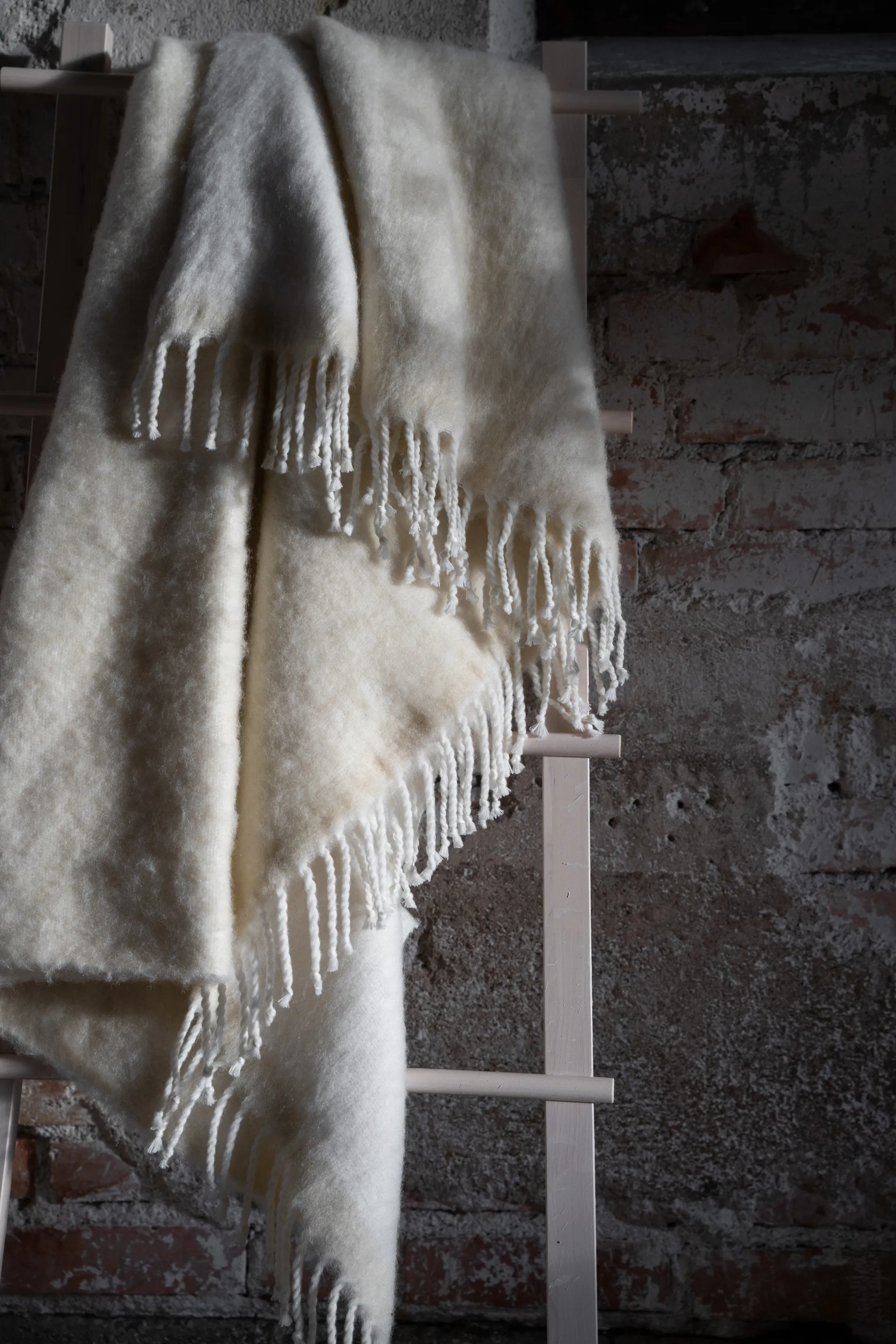 Ernst plaid med frynser 130x170 cm, Naturhvid ERNST