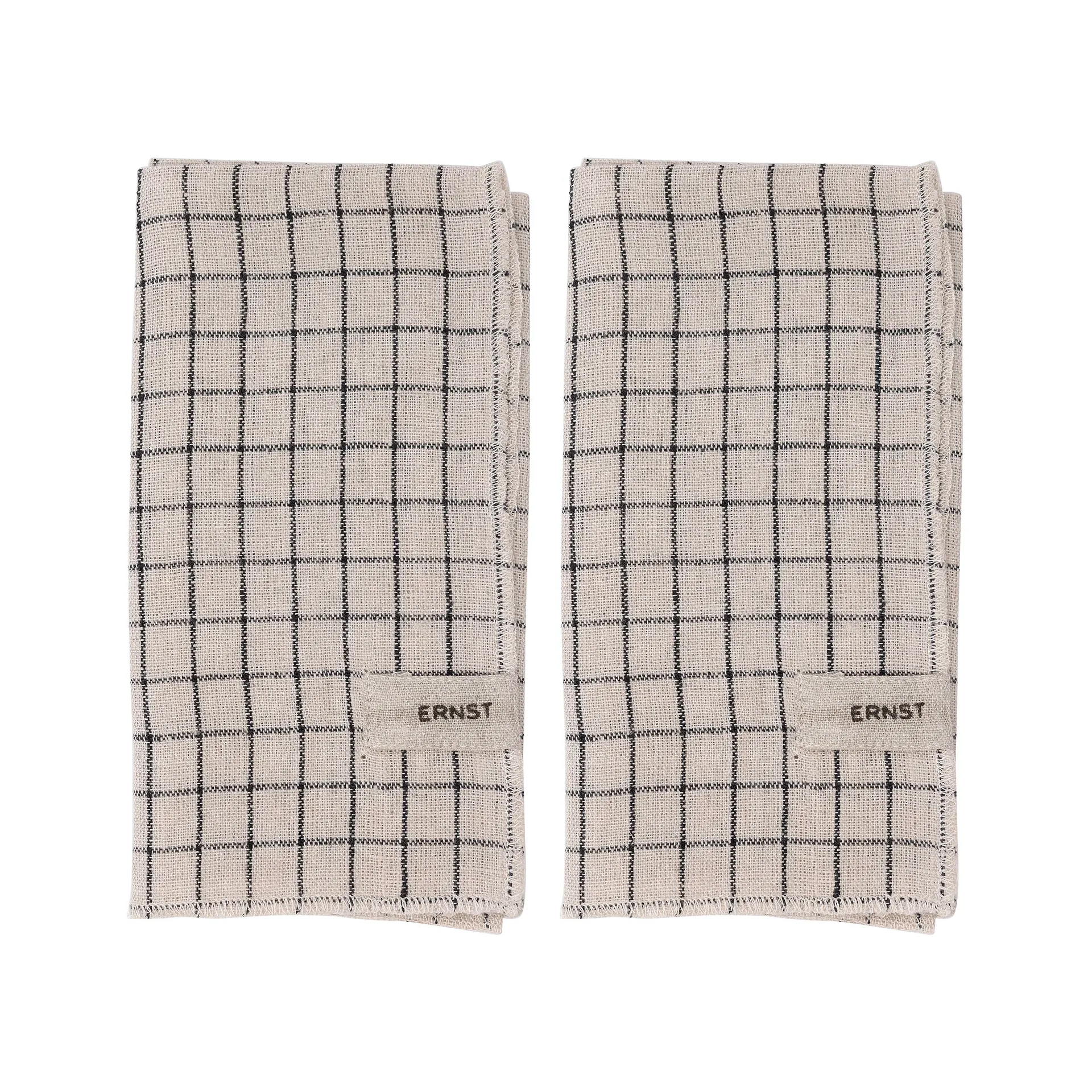 Ernst servietter 2-pak ternet 40x40 cm, Sort/Beige ERNST