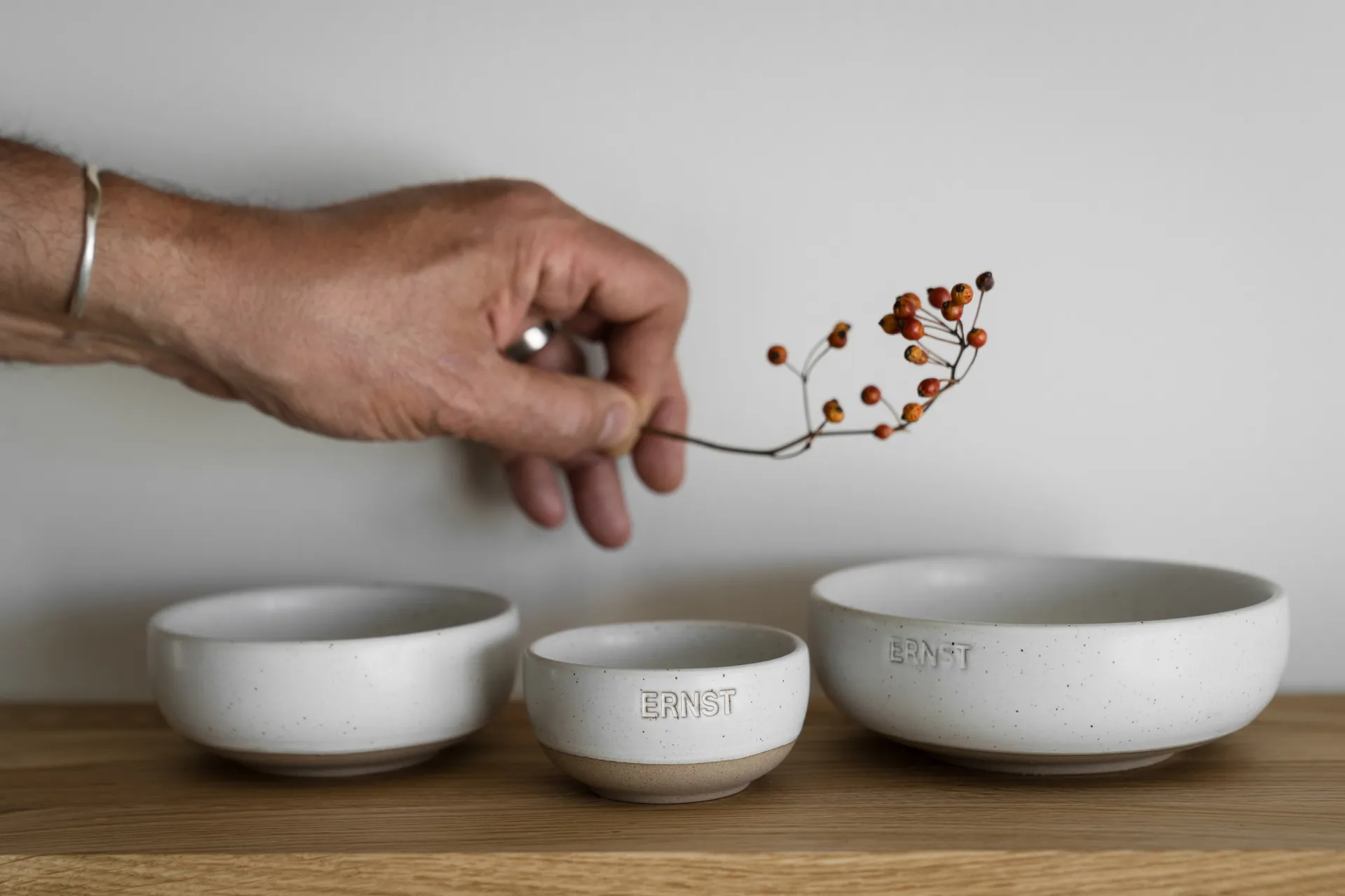 Ernst skål, Hvid-natur bund, Ø14 cm ERNST