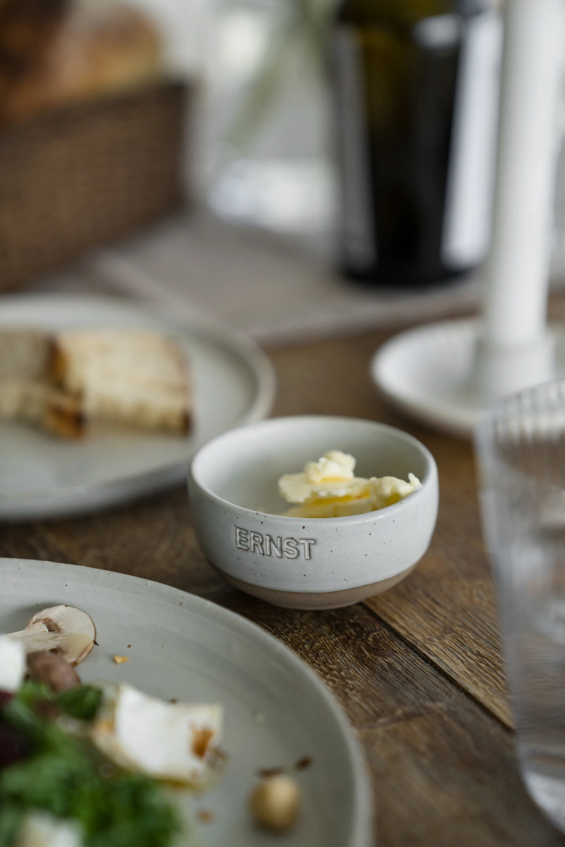 Ernst skål, Hvid-natur bund, Ø8 cm ERNST