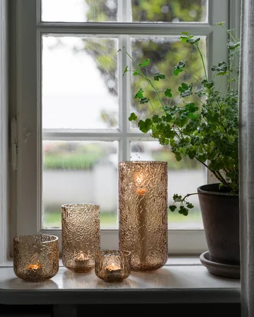 Ernst vase/lysholder mønstret - Rav, Ø8x6 cm - ERNST