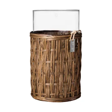 Ernst vase/lyslygte i kurv - Mørkebrun, Ø10×18 cm - ERNST