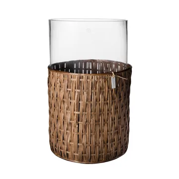 Ernst vase/lyslygte i kurv - Mørkebrun, Ø18x30 cm - ERNST