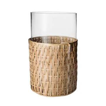 Ernst vase/lyslygte i kurv - Natur, Ø18x30 cm - ERNST