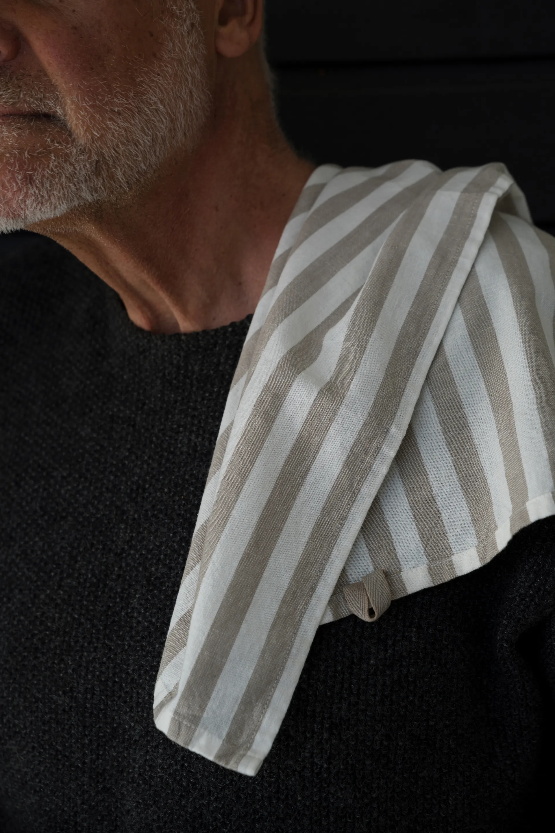 Ernst viskestykke bredstribet 47x70 cm, Beige-hvid stribe ERNST