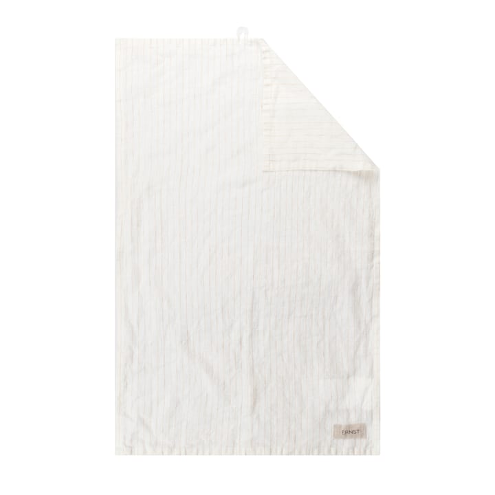 Ernst viskestykke stribet bomuld 50x70 cm - Hvid/Safran - ERNST