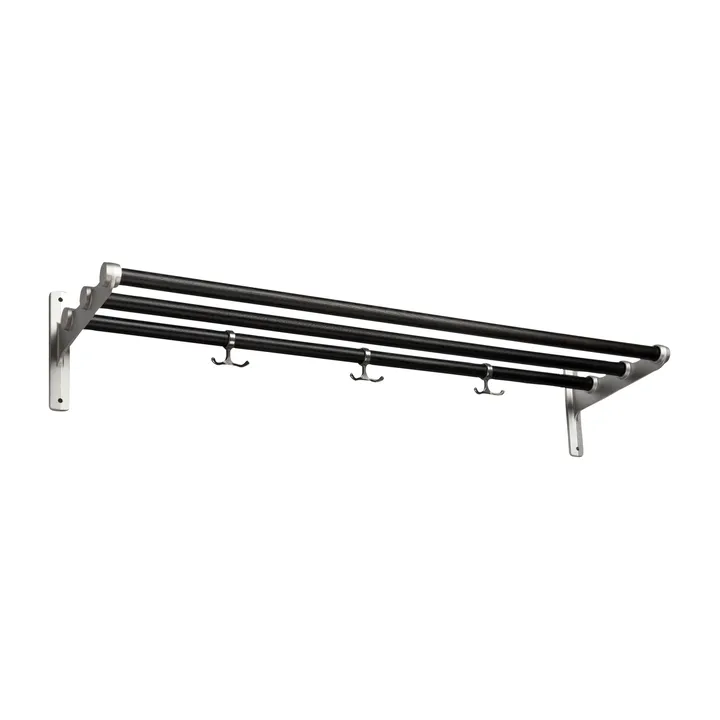 Nostalgi hatte-/skohylde - Sortbejdset eg/Aluminium - Essem Design