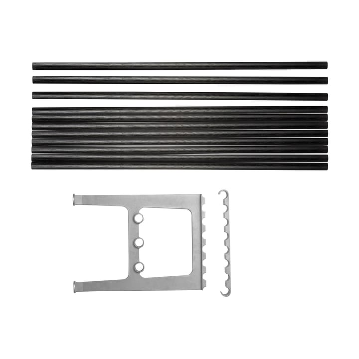 Nostalgi tilbygget bænk 100 cm - Sortbejdset eg-aluminium - Essem Design