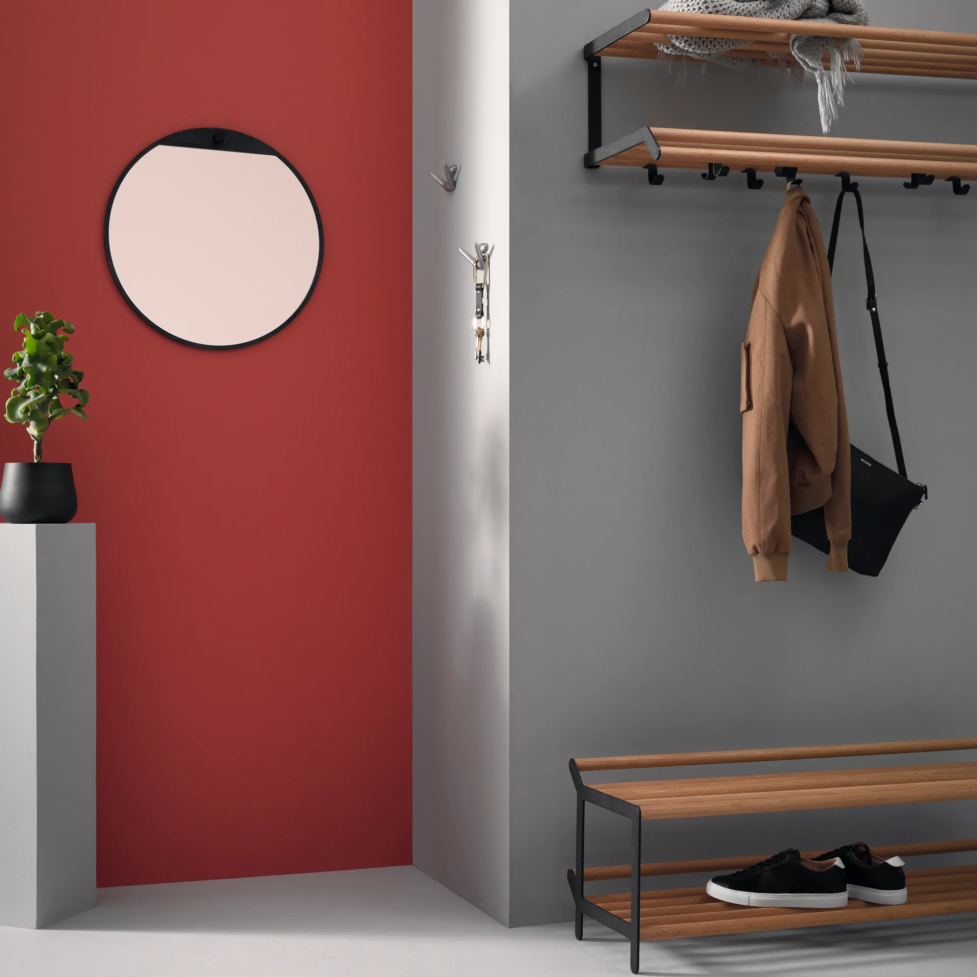 Tamburin hattehylde 100 cm, Eg/Sort Essem Design