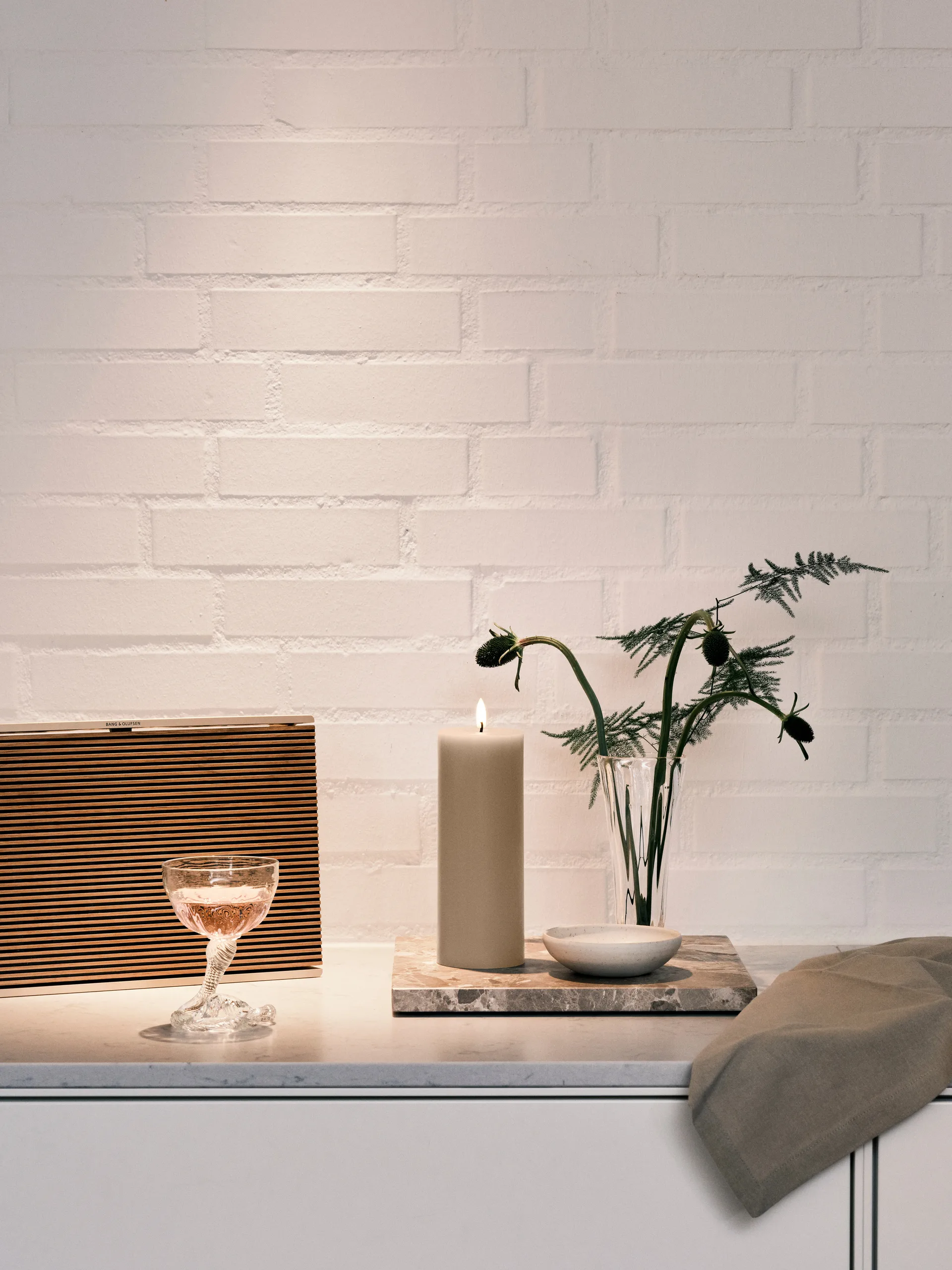 ester & erik bloklys LED, 22 Linen Grey, 20 cm ester & erik