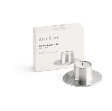 ester & erik udendørs lysestage small Ø16 cm - Silver - ester & erik