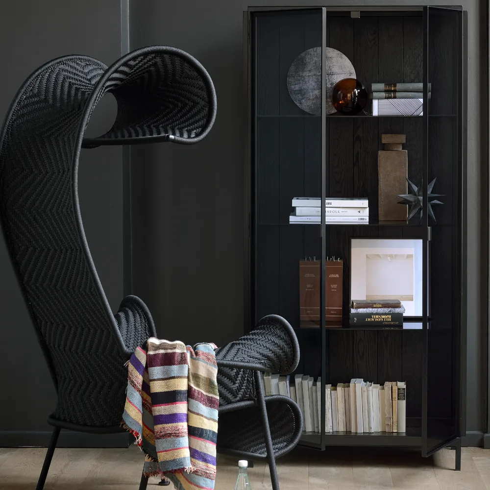 Anders vitrineskab, Sort 2 glaslåger/Metal Ethnicraft