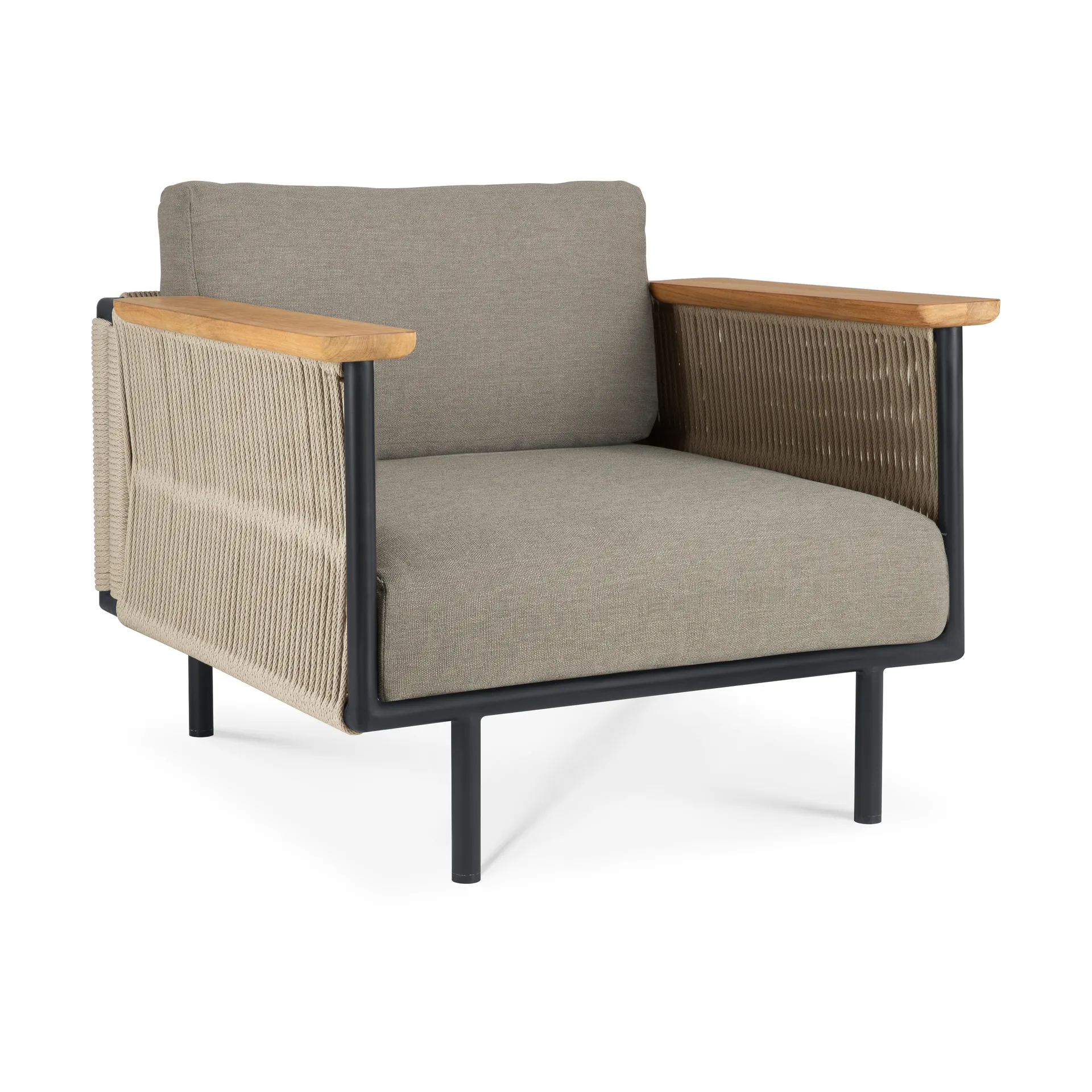 Corbey Outdoor loungestol med hynde, Aluminium black-Silt Ethnicraft