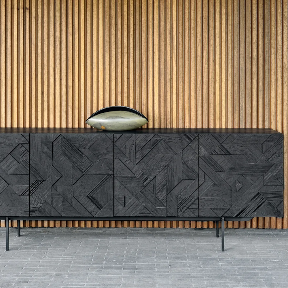Graphic sideboard, Teak sort 3 låger Ethnicraft