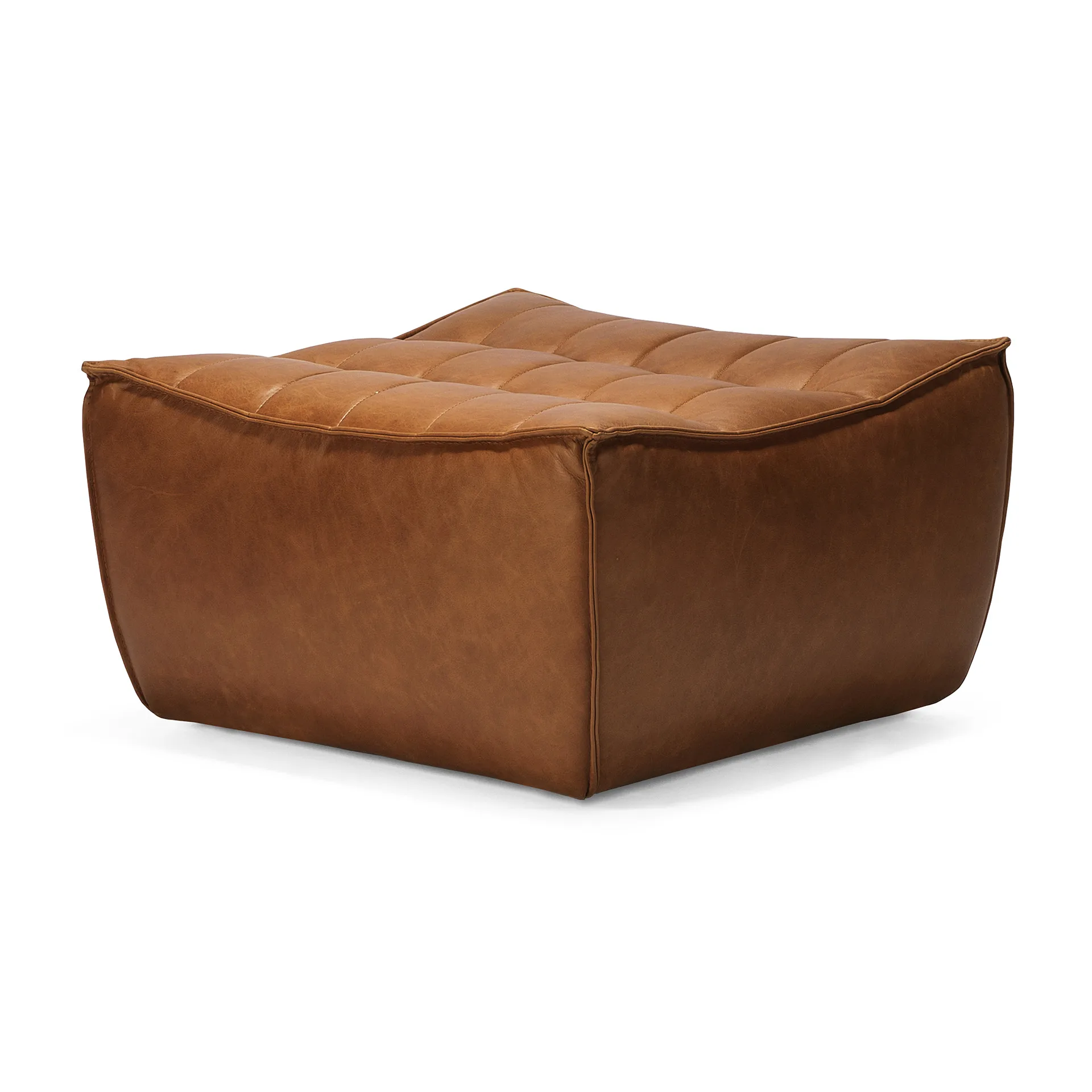 N701 fodskammel 70x70 cm, Aniline leather brown Ethnicraft