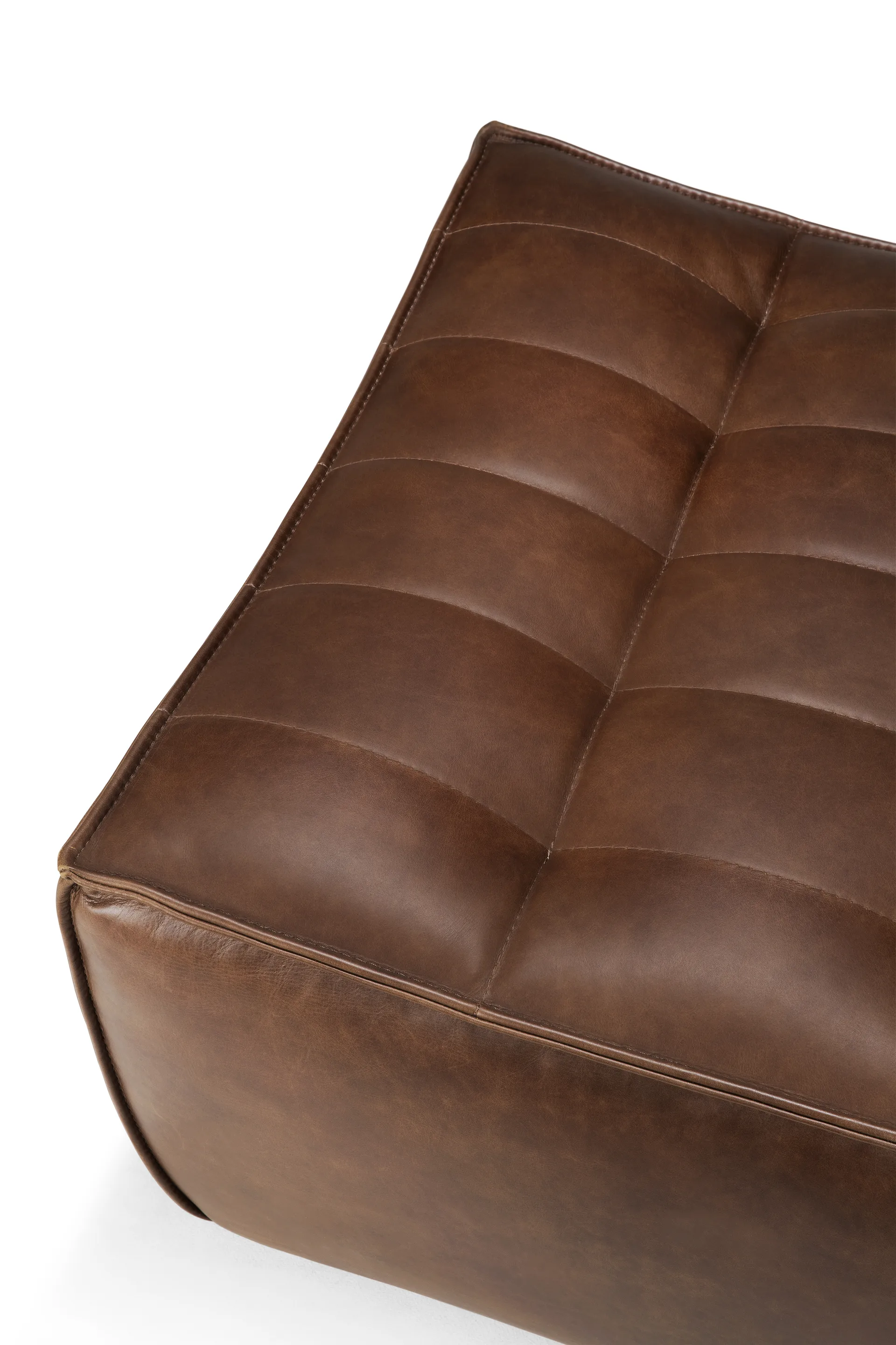 N701 fodskammel 70x70 cm, Læder Chestnut Ethnicraft